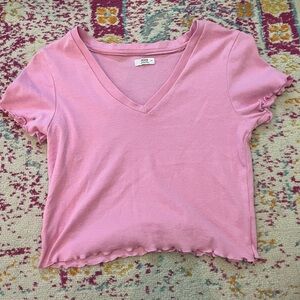 Ardene Pink Ruffled Crop Tee